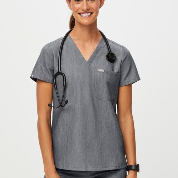 Figs Catarina Graphite V Neck Scrub Top - Picture 1 of 4